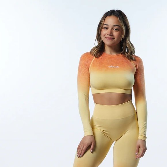 ALPHALETE OMBRE SEAMLESS LS CROP Honey Size S AMPLIFY - Picture 1 of 6